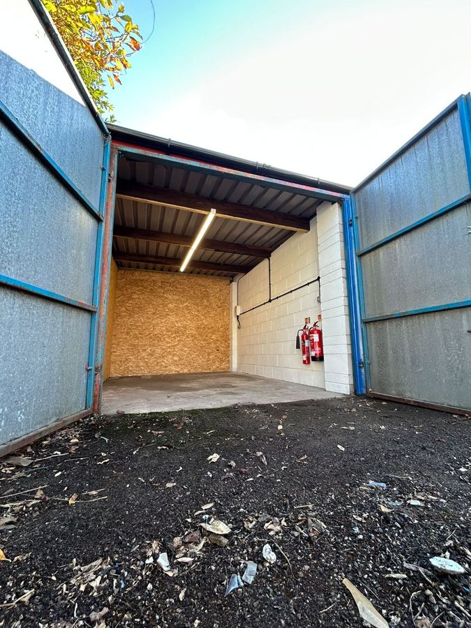 Storage unit with lighting, sockets and fire extinguishers